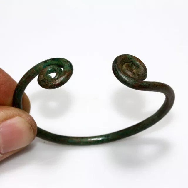 Circa 500-100 Bc Ancient Greek Bronze Bracelet With Spiral Terminals 2