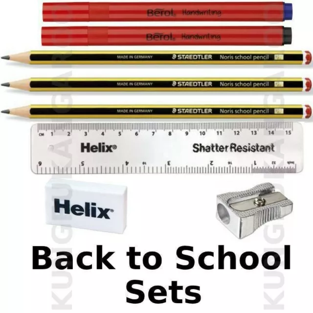 BACK TO SCHOOL SET - Staedtler Noris HB Pens and Pencils Eraser Ruler Sharpener