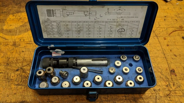 Punch press dimple die assortment and holder set 100 degree set 2 Punch press dimple die assortment and holder set 100 degree set 2