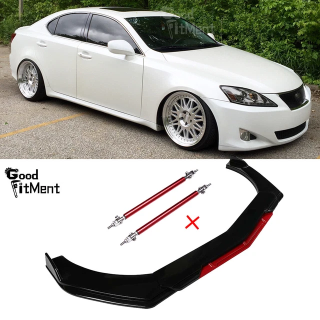 For Lexus IS300 IS350 Car Front Bumper Lip Spoiler Splitter Black + Strut Rods