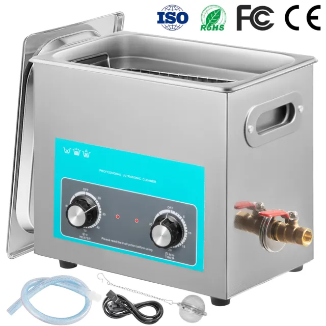6L Ultrasonic Cleaner with Heater Timer 20-80℃ Jewelry Handle GREAT PRO