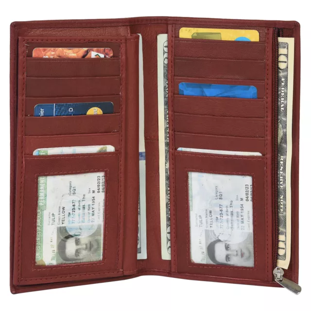 Leatherboss Genuine Leather Checkbook Credit Card Holder, Brown