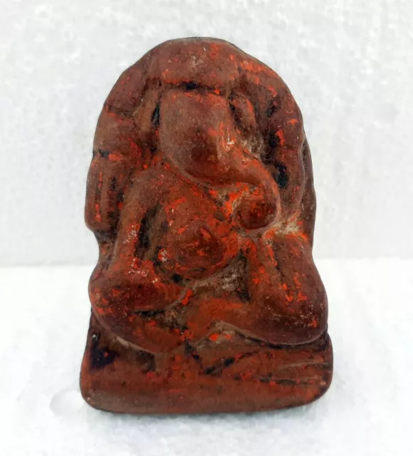 Antiguo Viejo Raro Hecho a Mano Marrón Piedra Hindú God Ganesha Figura Miniatura