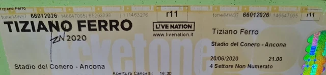 2 biglietti concerto Tiziano Ferro 8 luglio 2023 Ancona, Stadio Del Conero