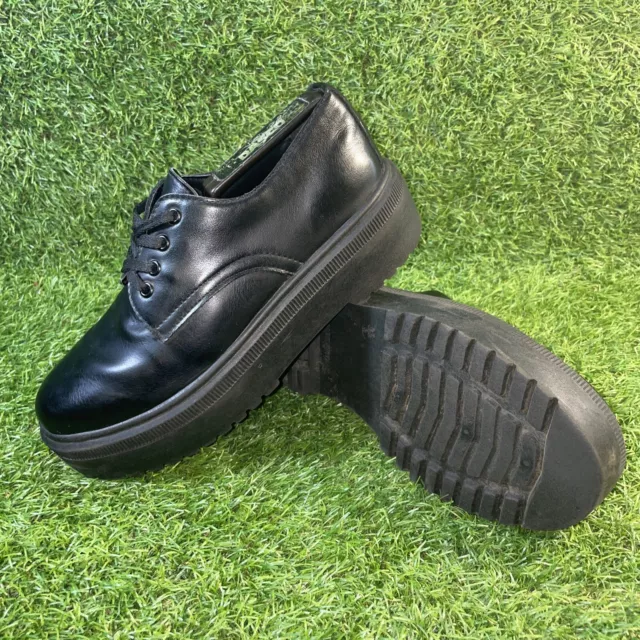 Scarpe da scuola scarpe da scuola per ragazze in pelle nera suole grosse taglia UK 3