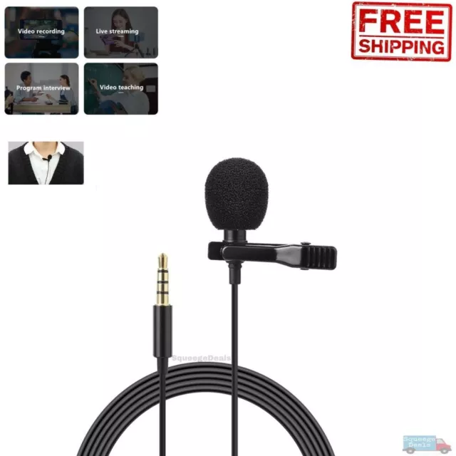 Clip-on Mini Mic Microphone 3.5mm Lavalier Lapel For Mobile Phone PC Recording