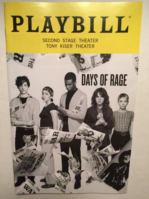 DAYS OF RAGE PLAYBILL BOOK NYC OFF BROADWAY NOV 2018 Mike Faist Tavi Gevinson