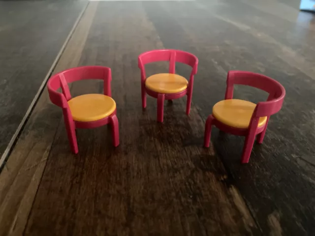 Playmobil 3 Stühle Esszimmerstühle Bistrostühle Orange Rot Küchenstühle