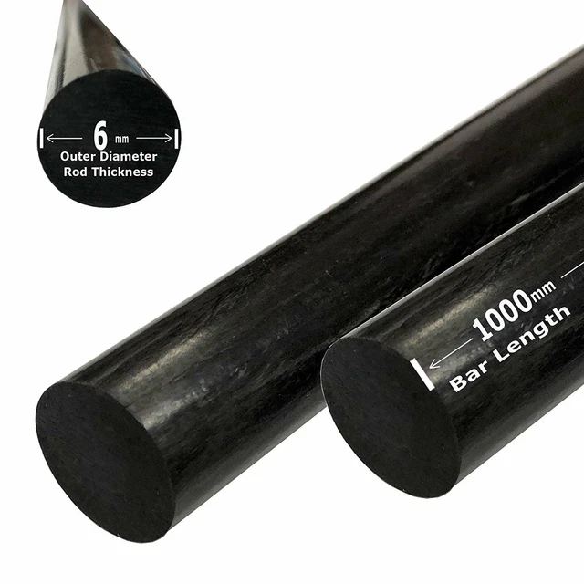 (2) Pieces - 6mm x 1000mm Carbon Fiber RODS - Solid Pultruded Round Rods...