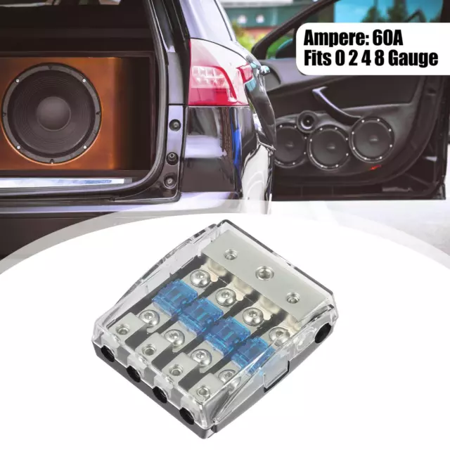 AFS Fuse Holder Distribution Block 4 Way with 60 Amp Mini ANL Fuses for Car