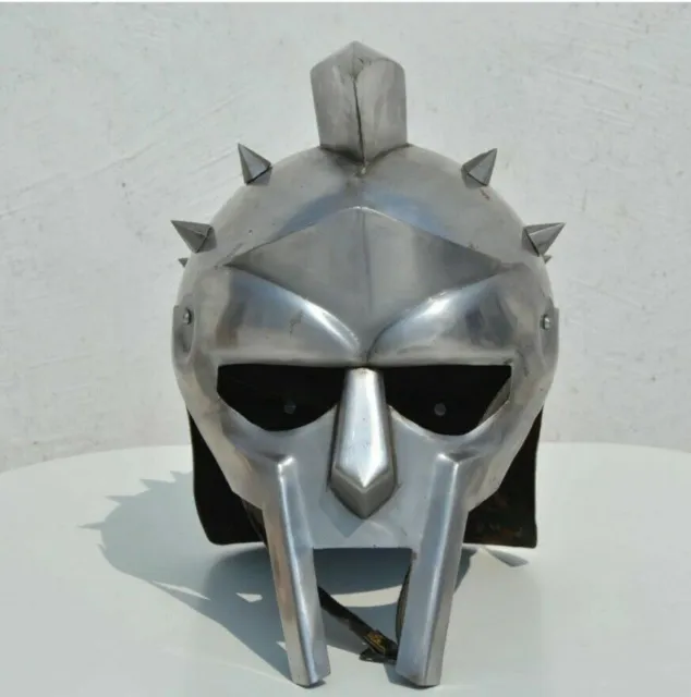 Armor helmet gladiator mask face of doom roman mf medieval steel hand forge larp