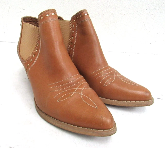 Reba Women's Brown Western Style Heeled "Bonfire" Ankle Booties Size 6