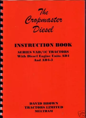 David Brown Cropmaster Tractor Instruction Manual Book