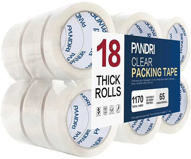 18 Rolls Heavy Duty Clear Packing Tape for Shipping Packaging, 1.88in, 65yd/Roll