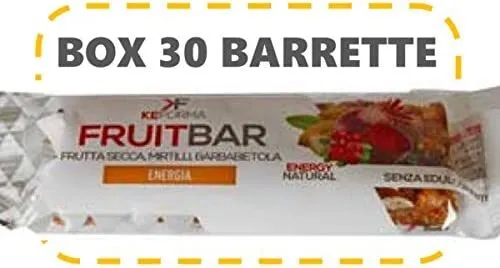 KeForma FruitBar box da 30 barrette da 30 g. Frutta Secca, Mirtilli, Barbabietol