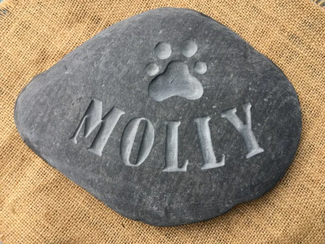 Hand carved, Personalised Pet Memorial stone, for dog, cat grave marker urn