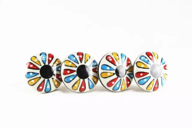 Ceramic Door Knob Cupboard Cabinet Dresser Drawer Vintage Pulls Knobs Set 4 Pcs