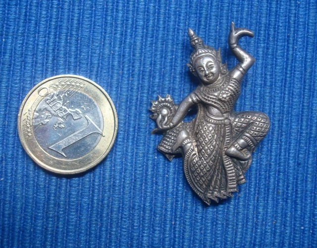 B30 Broche Argent Massif Siam Indonesie Asie Khmer Femme danse Lot Bijou etnique