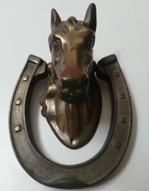 Heurtoir De Porte En Bronze " Tete De Cheval"