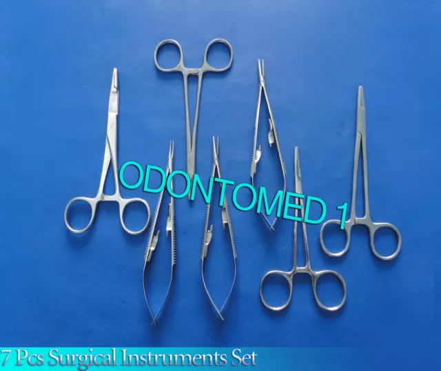 7 Pcs Set Mayo+Castroviejo+Olsen Hegar Needle Holder Surgical Instruments