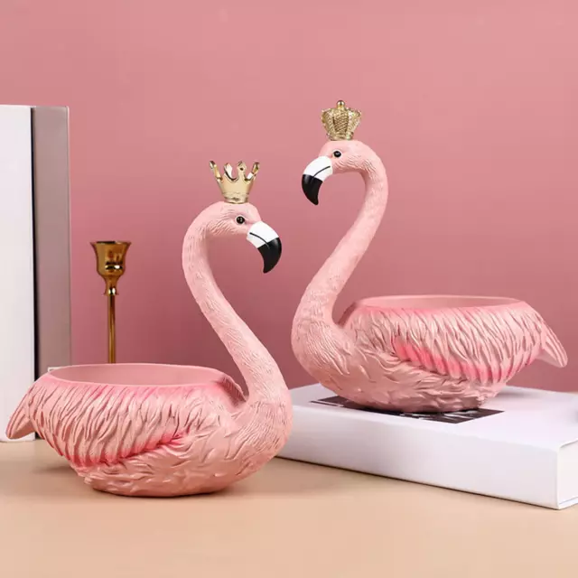 Key Storage Ornament Decor Trinket Flamingo Figurine Box for Home Desktop