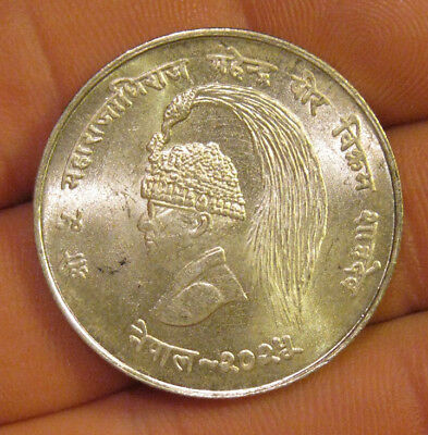Nepal - 1968 Silver 10 Rupee - Nice Coin