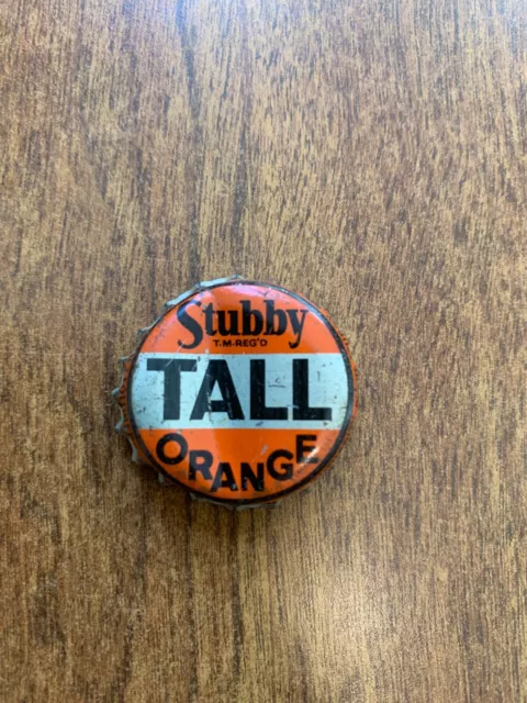 Stubby Orange Tall Vintage Soda Bottle Cap - Used - Cork Lined - Good Condition