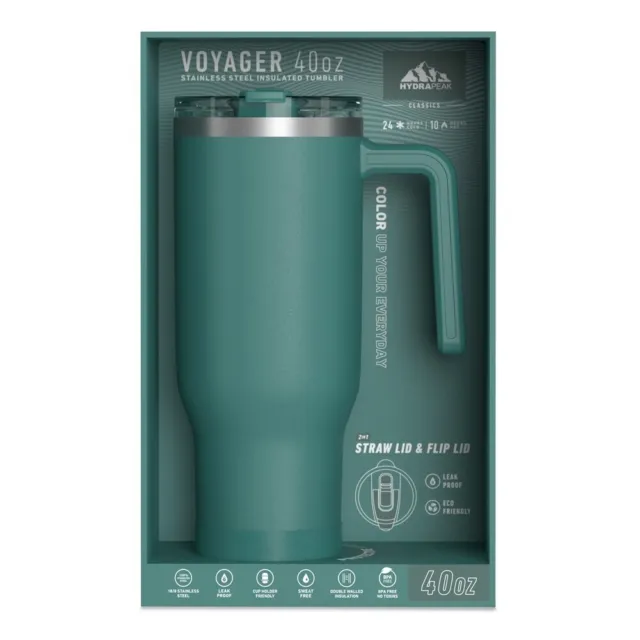 HydraPeak Voyager GINGERBREAD Brown 40 oz Soft Touch Steel Tumbler Handle  Straw