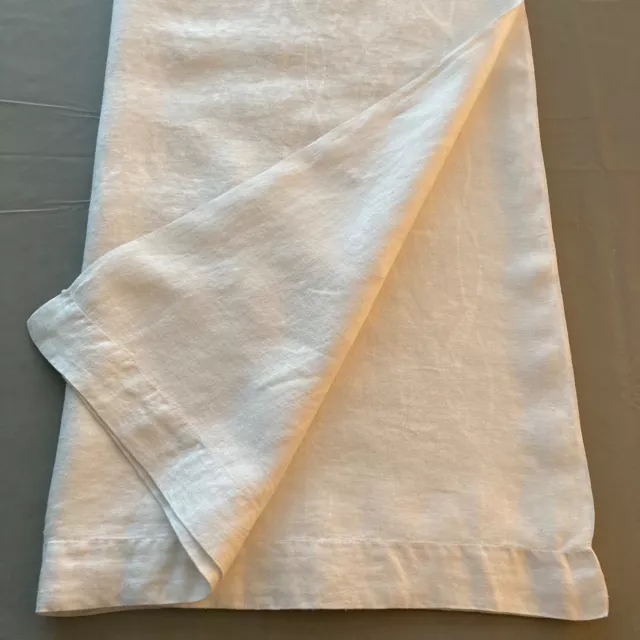 Vtg White Irish Linen Tablecloth 68x79” Damask Formal Dining Rectangle Mint