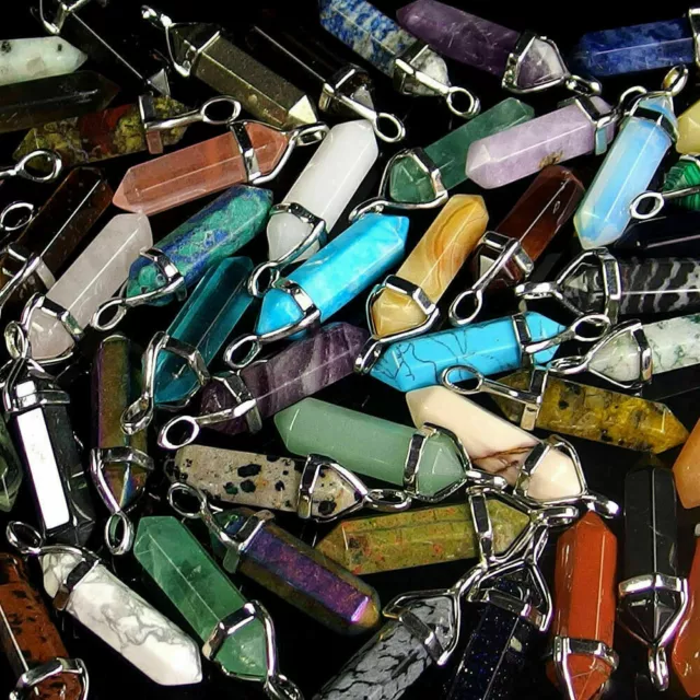 Hexagonal 32X Heal Pointed Crystal Stone Natural Quartz Necklace Jewelry Pendant