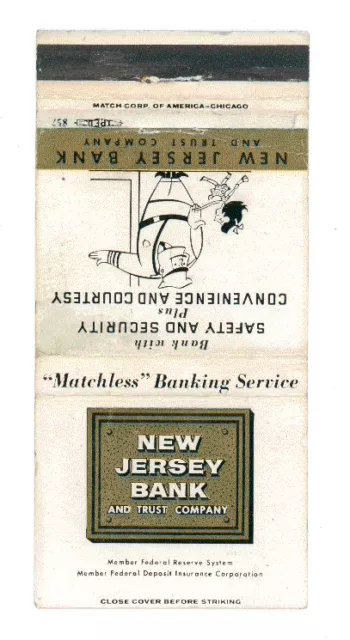 The New Jersey Bank Matchbox Label Anni '50 America