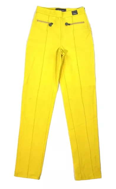 Vintage Versace 90s y2K 00s Pants Yellow Slim High Rise XS 24