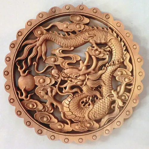 Hand Work Old Effect Xiang Zhang Sculptor Wood Carving Dragon Wall Panel
