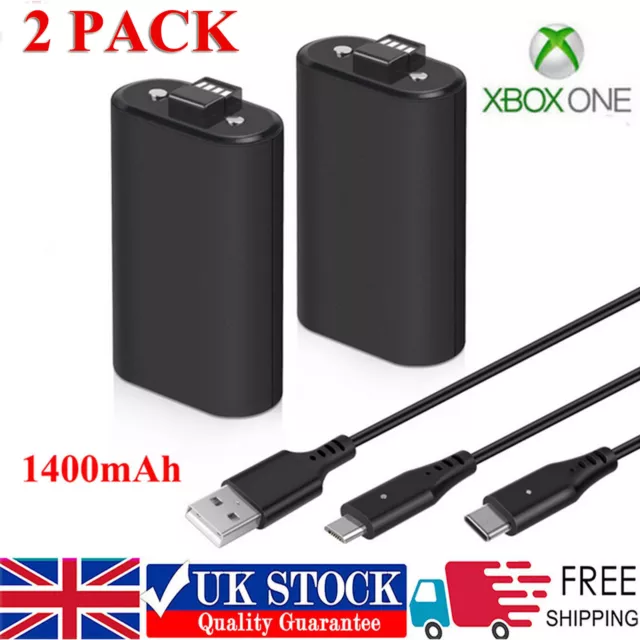 2 Rechargeable Battery + USB Charger Cable Pack For XBOX ONE Wireless Controller