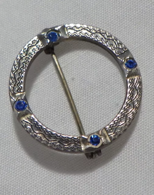 Sterling Silver Round Circle W, Blue Sapphires