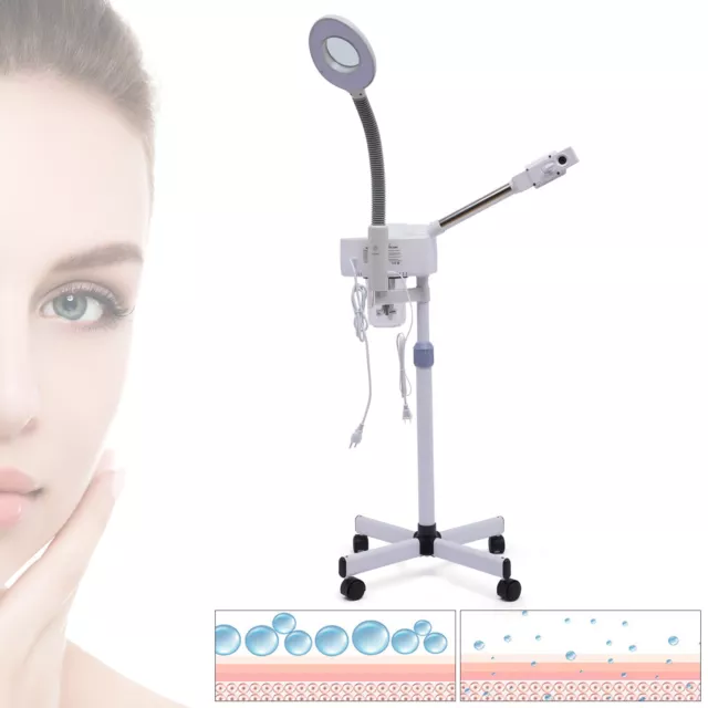 2in1 Facial Steamer LED 5x Magnifying Lamp Hot Ozone Beauty Salon Spa Equipment