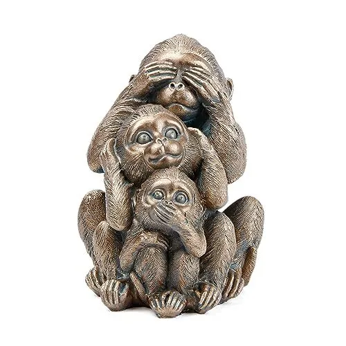 3 Wise Monkeys Statue Figurines - See No Evil Hear No Evil Speak No Evil Stat...