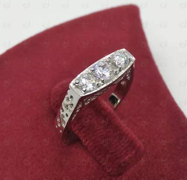 2.77 Ct Round Cut Lab-Created Diamond Trilogy Vintage & Antique Art Deco Ring