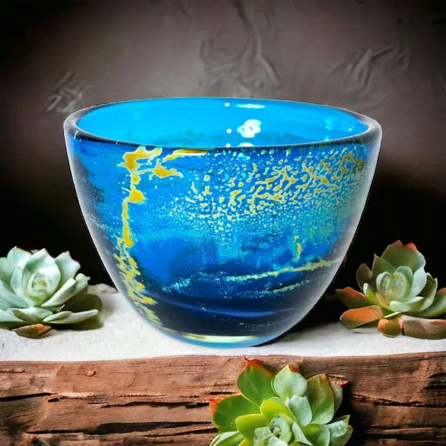 Vintage '70s MDINA M. Harris Sea and Sand Art Glass Bowl