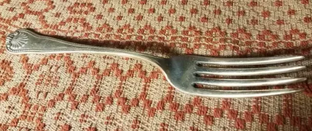 HOWARD & CO. STERLING SILVER LARGE DINNER FORK Beaded Shell CUSTOM Pattern