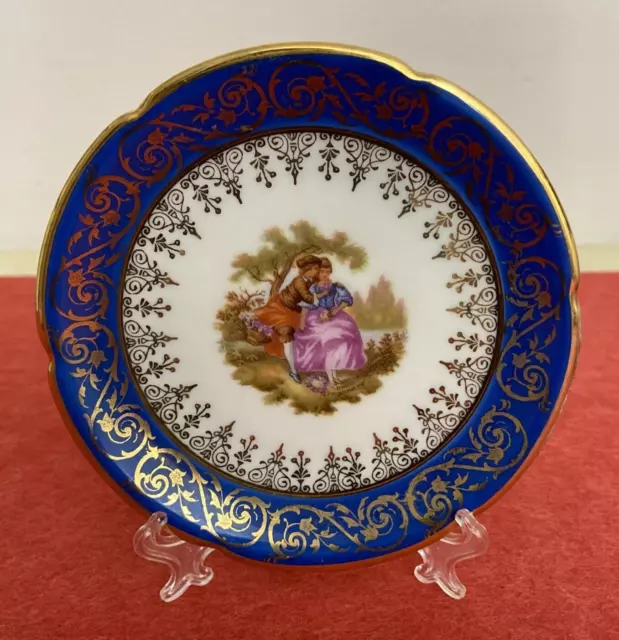Vintage Limoges Miniature Plate Pin Dish Fragonard Romantic Couple Art Gift Idea