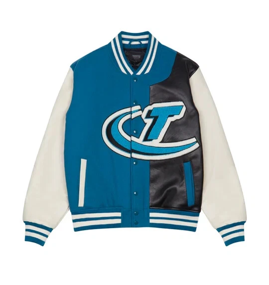 TRAPSTAR HYPERDRIVE T Chenille Varsity Jacket Lyons Blue/Black/White, Size (M) £149.99