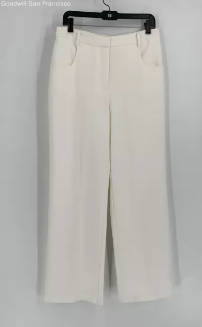 Vince Camuto Womens White Classic Flat Front Pockets Wide-Leg Dress Pants Size 8