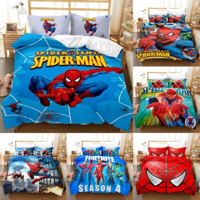 3D Marvel Spiderman Qulit Duvet Cover Bedding Set Pillowcase Single Double UK