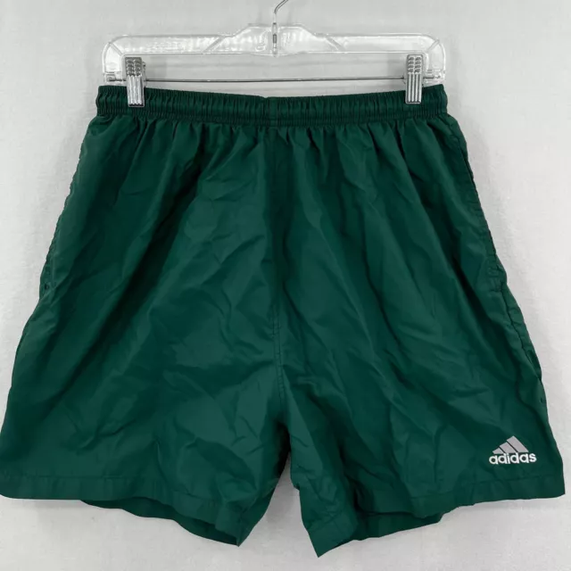 Vintage Adidas Nylon Soccer Shorts Green Size Large Elastic Waist Pockets