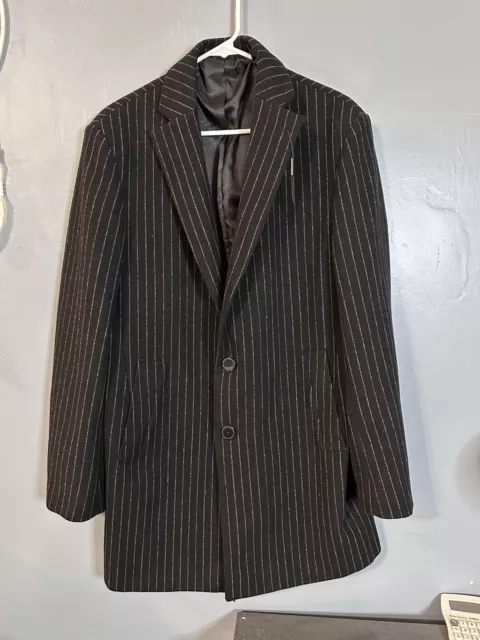 Calvin Klein Men's Slim Fit Wool Blend Black Overcoat. Size M 38-40