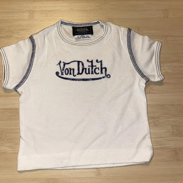 Von Dutch NWOT 6 month white & blue short sleeve shirt baby tee