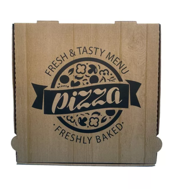 100 Pizzakarton Pizzaboxen 30x30x4 Braun Fresh & Tasty Pizza Box