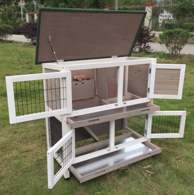 Grey Roger  Rabbit Hutch Guinea Pig Run Runs Large 2 Tier Double Decker Cage