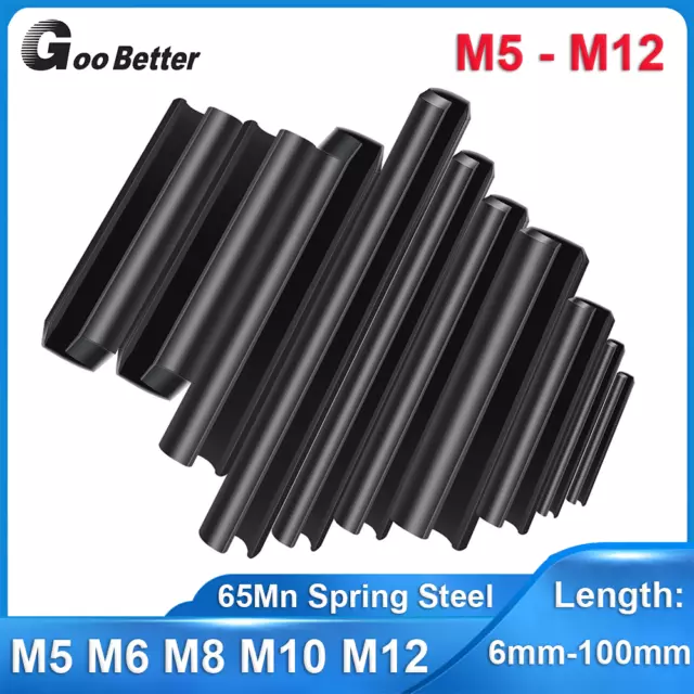M5-M12 Roll Pin Black Zinc Plated Slotted Spring Tension Pins Sellock DIN 1481